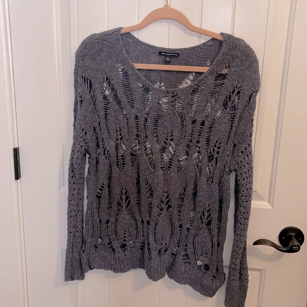 Grey cotton knit sweater by American Eagle